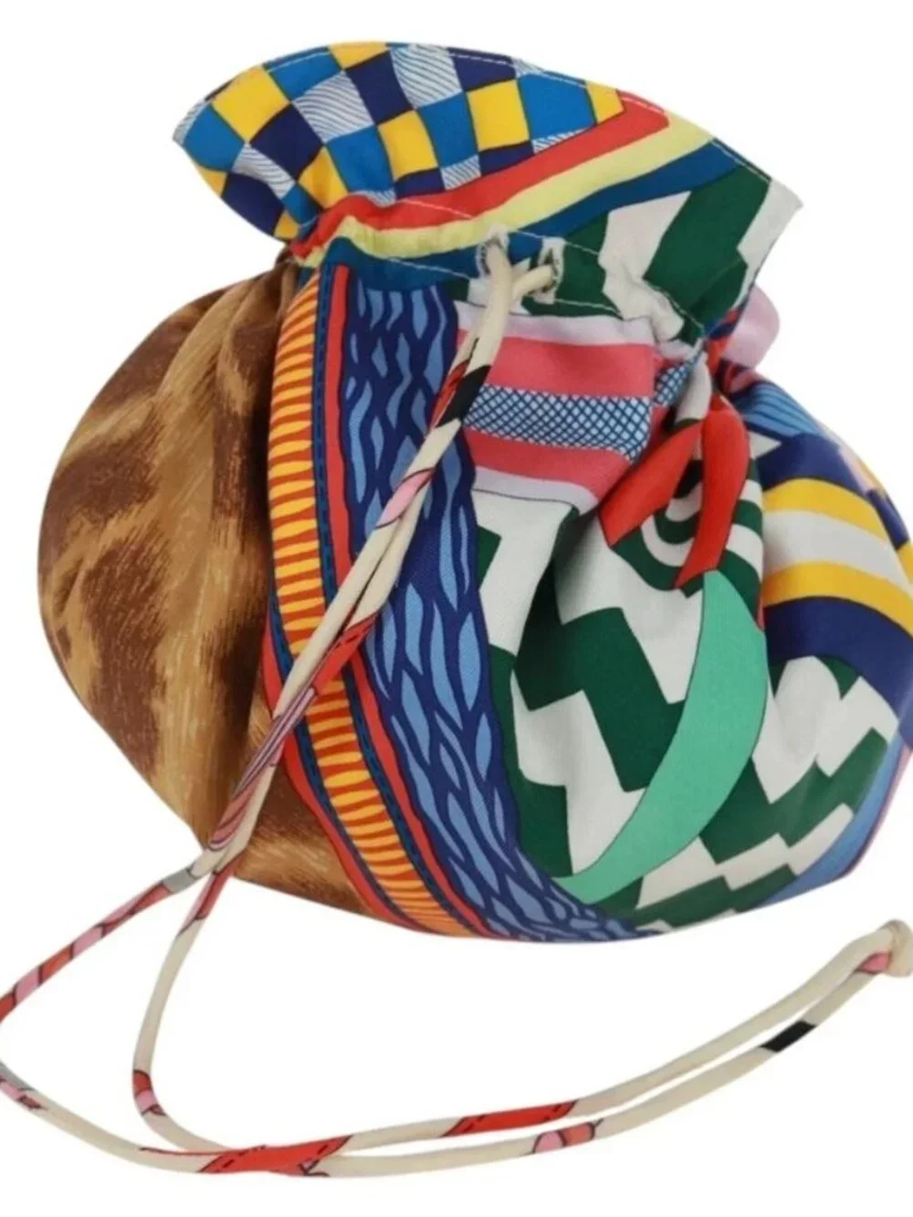 HERMES Petit Ash Pouch Silk Multicolor Auth 168996M